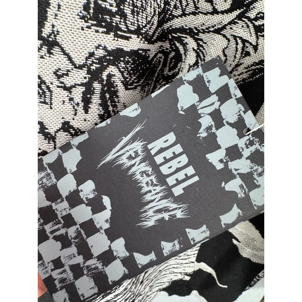 Rebel Revenge Skull Floral Button Up Shirt Jacket Streetwear Graphic‎ sz L